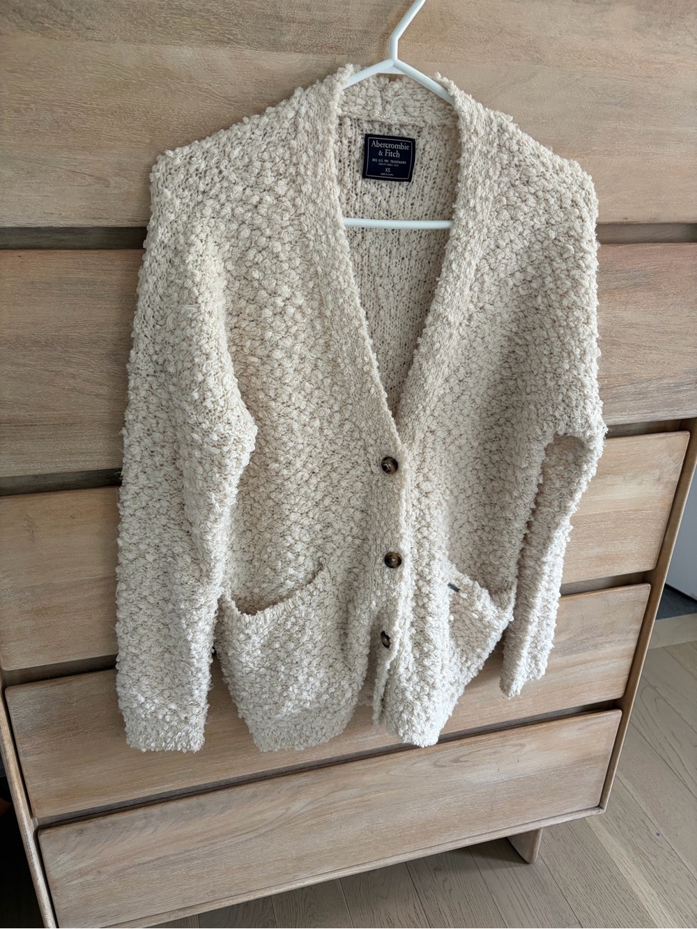 Abercrombie & Fitch Cream Chunky Knit Button Cardigan